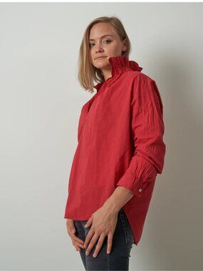 A SHIRT THING Penelope Cabo Shirt in Crimson Red Size S